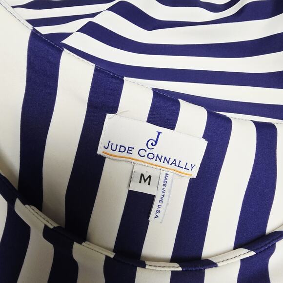 Jude Connally Dress Medium Molly Sleeveless Navy Stripe Pockets Jude Cloth Prep - Picture 7 of 8